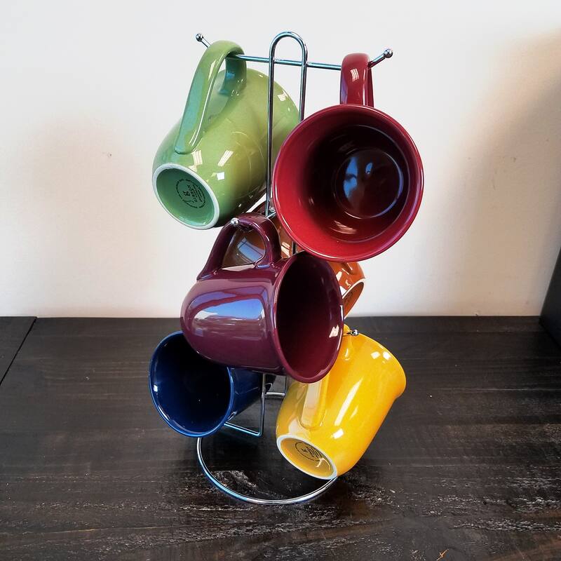 Mug 7 Piece Set With Metal Holder