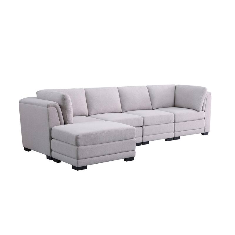 Upholstered Reversible Modular Sectional Sofa in Light Gray