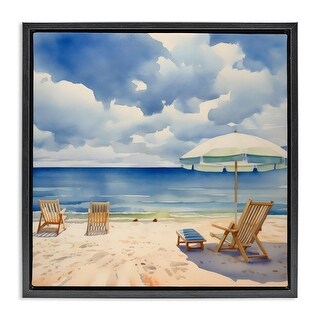 Stupell Place To Relax Beach View Framed Floater Canvas Wall Art Design ...