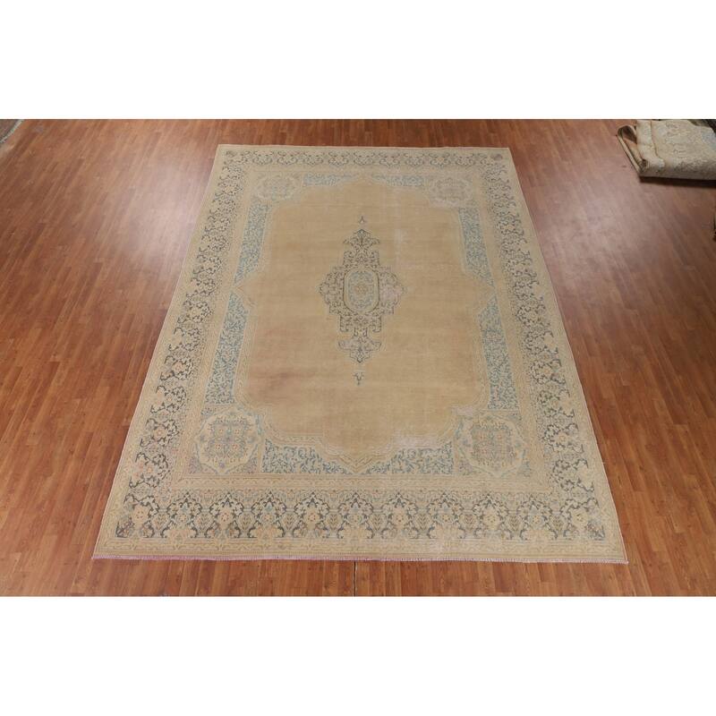 Kerman Persian Vintage Area Rug Hand-Knotted Wool Carpet - 9'10" x 13'3"