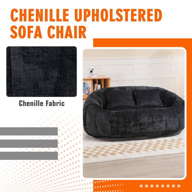 HOMEFUN Chenille Upholstered Durable Comfort Lounger High Back Bean Bag Loveseat Sofa