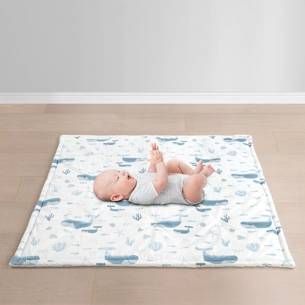 slide 2 of 6, Lush Decor Seaside Baby Square With Border Play Mat Blue