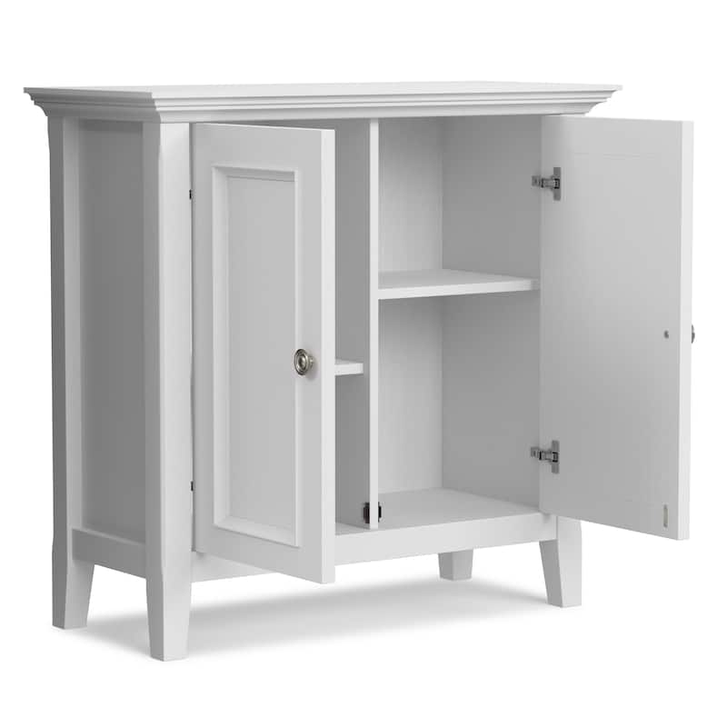 WYNDENHALL Halifax Solid Wood Transitional Low Storage Cabinet - 32"w x 14"d x 31" h