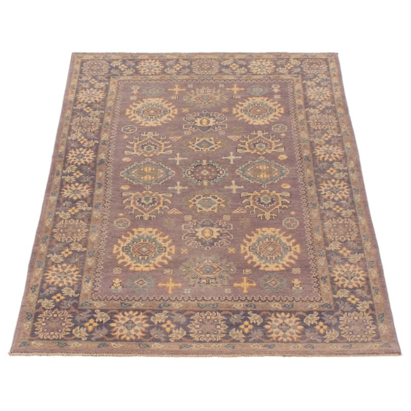 ECARPETGALLERY Hand-knotted Uzbek Ghazni Purple Wool Rug - 4'0 x 6'0