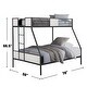 preview thumbnail 3 of 3, Metal Twin over Full Bunk Bed with Side Ladder in White and Black
