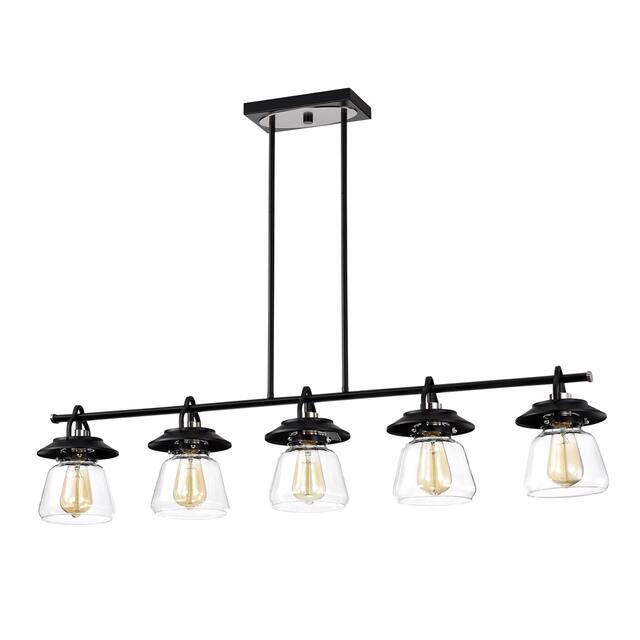 Black and Brushed Nickel 5-Light Linear Kitchen Island Lighting