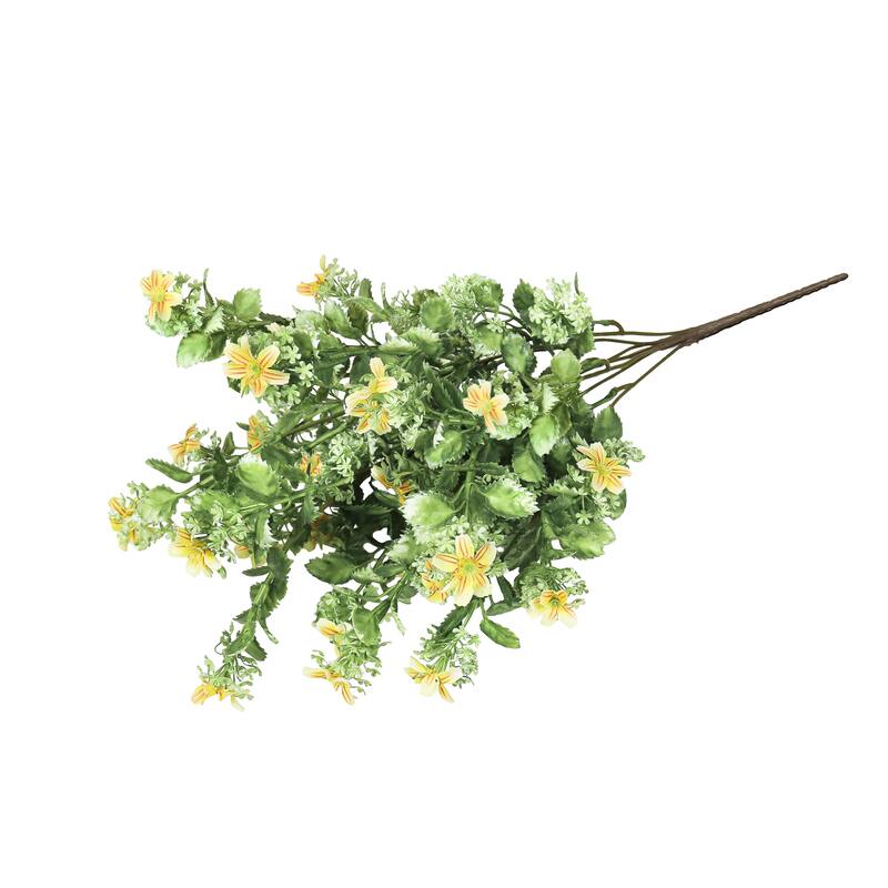 Set of 2 Yellow Artificial Wild Daisy Greenery Flower Stem Bush Bouquet 20in - 20" L x 11" W x 11" DP