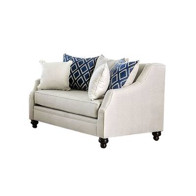 Burlap Weave Love Seat with Single Cushion Seat Design in Ivory
