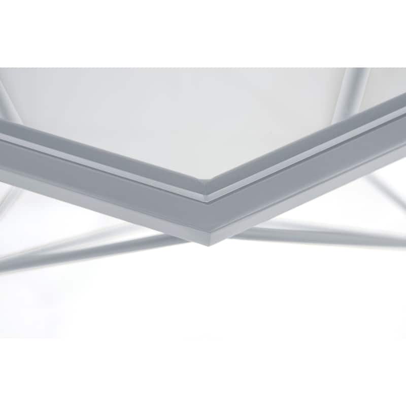 Malibu 29" Modern Octagon Center Coffee Table with Tempered Glass Table top & Sturdy Metal Geometric Base for Living Room Office