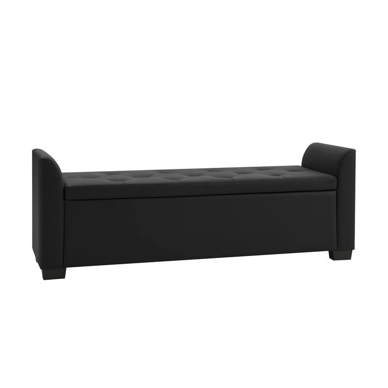 Laura Traditional 57.75"Wide Tufted Storage Bench by HULALA HOME - Black