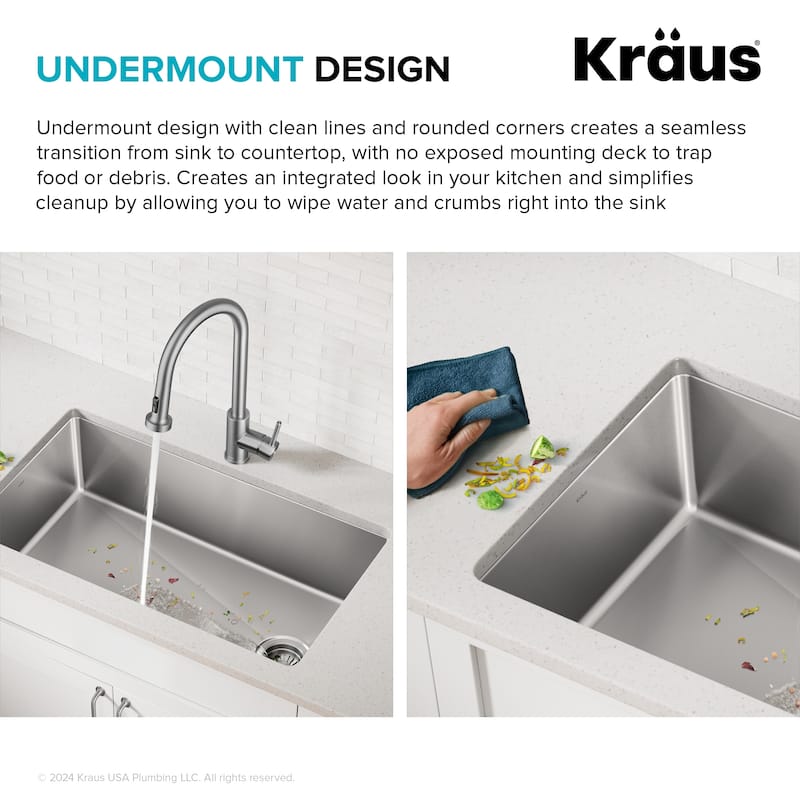 KRAUS Fairlane Undermount 18 Gauge Stainless Steel Kitchen Sink