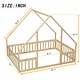 preview thumbnail 7 of 7, Beige Full Size Solid Wood House-Shaped Floor Bed with Fence and Guardrails