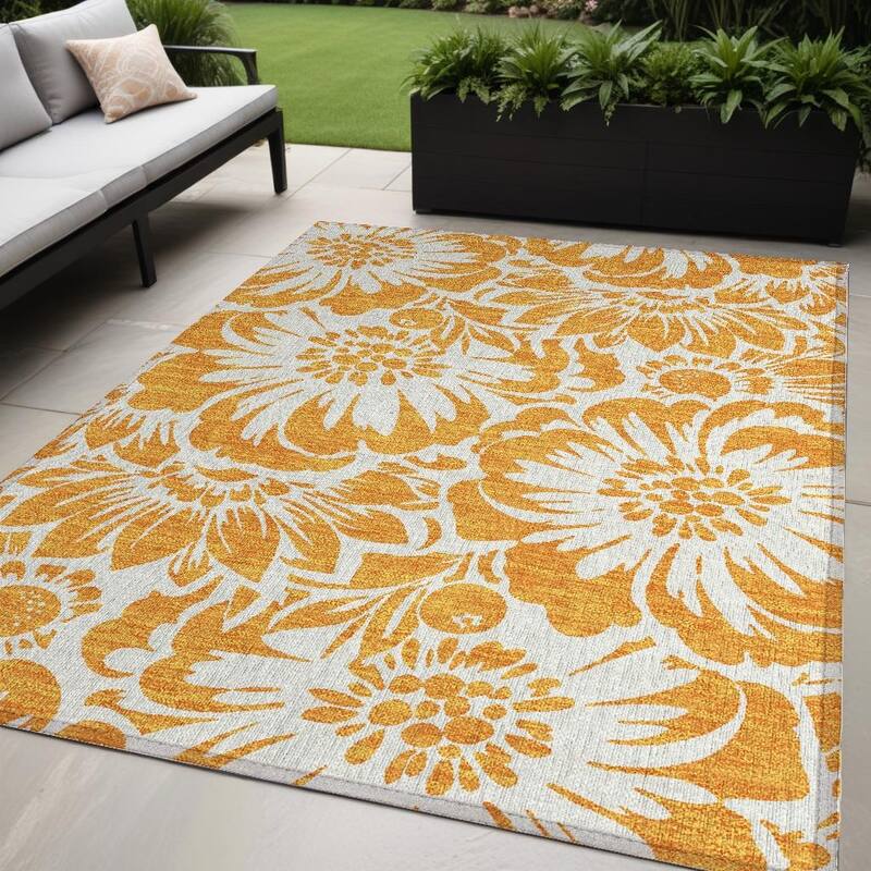 Tana Botanic Elegance Weather Resistant Classic Meets Modern Runner Outdoor Rug - 5' X 8' - Multi