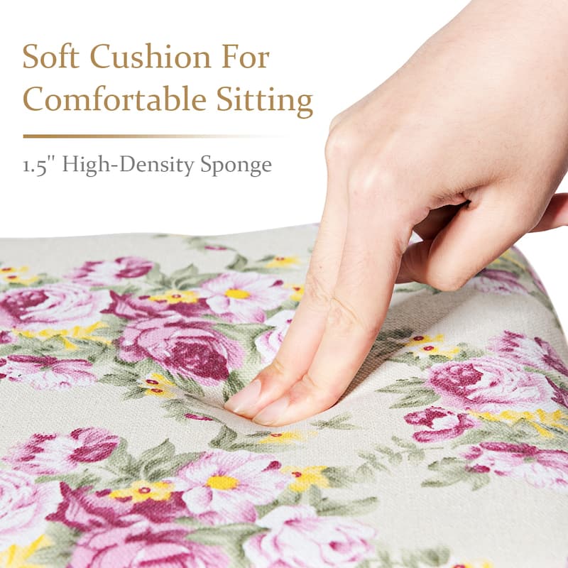 Costway Vanity Wood Dressing Stool Padded Chair Makeup Cushion White