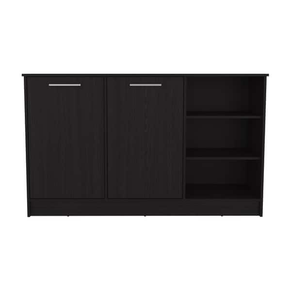 Ginger 59-inch Wide Kitchen Island with 3 Open Shelves and 2 Cabinets