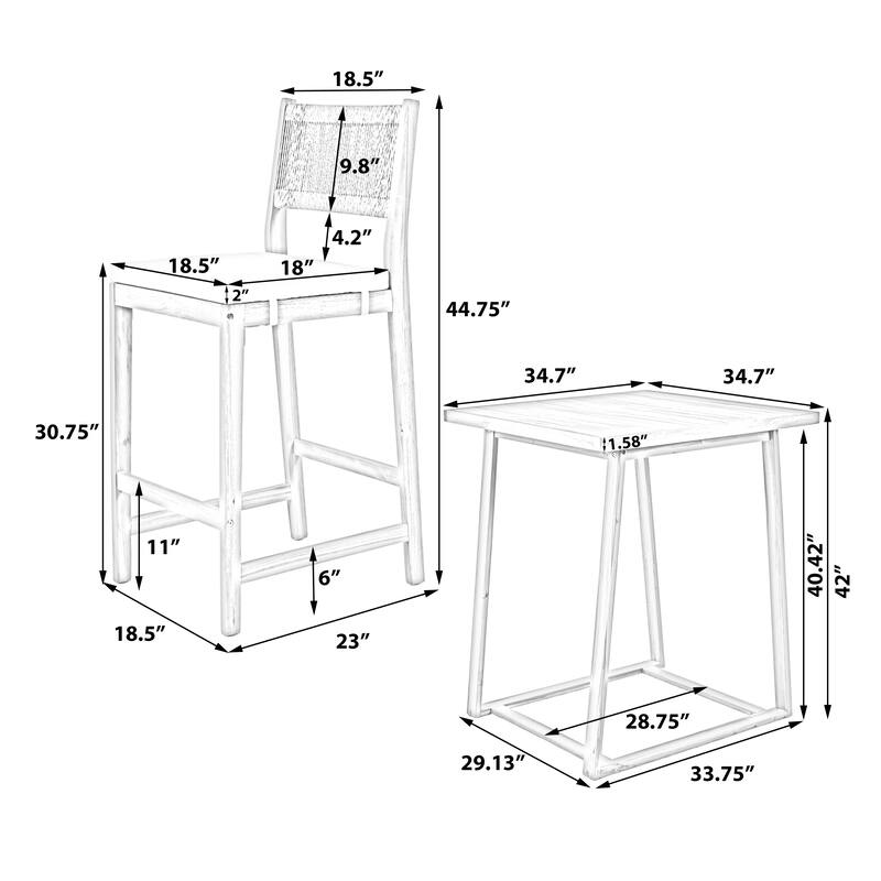 Christopher Knight Home - Hudson 5-Piece Acacia Wood Outdoor Bar Set