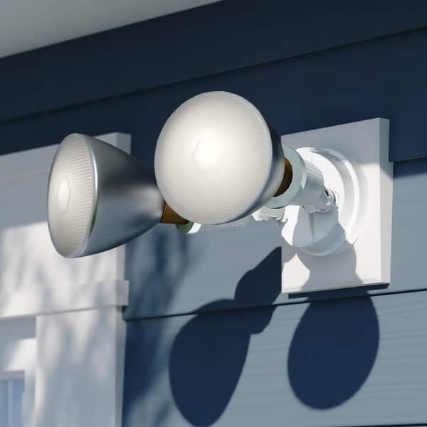 slide 2 of 14, 2 Light Outdoor Security Flood Light with Adjustable Heads - Switch Controlled White - 6.75-in W x 4.25-in H x 6.75-in D