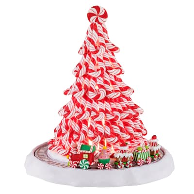 9 in. Peppermint Tree with Train