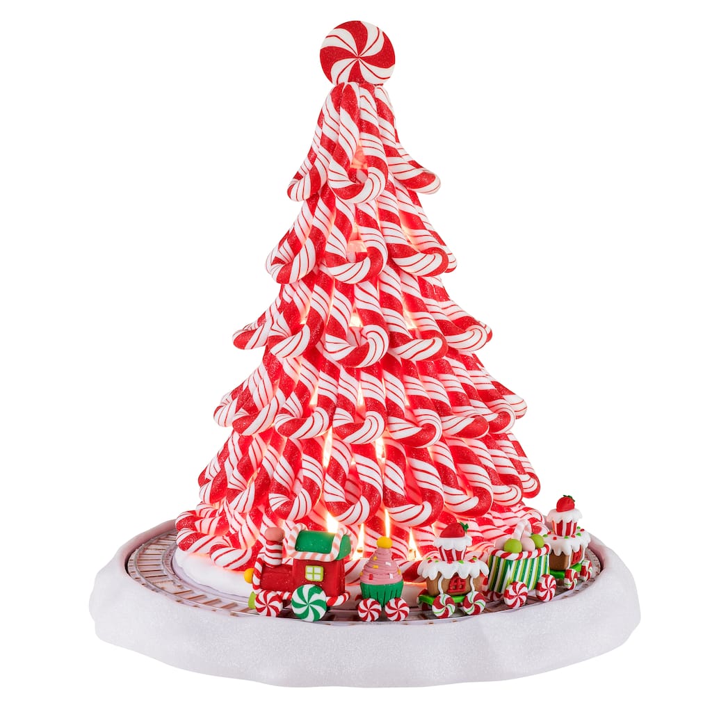 9 in. Peppermint Tree with Train
