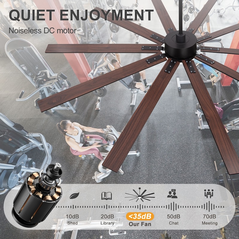 Large 84"/72" Reversible 10-Blade Integrated Ceiling Fan with LED Light Kit and Remote