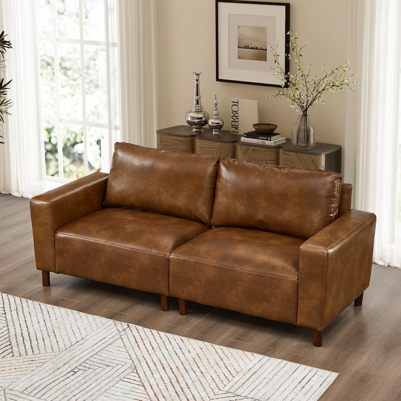 78.5" Loveseat Sofa with Breathable Faux Leather Upholstery for Living Room & Apartment