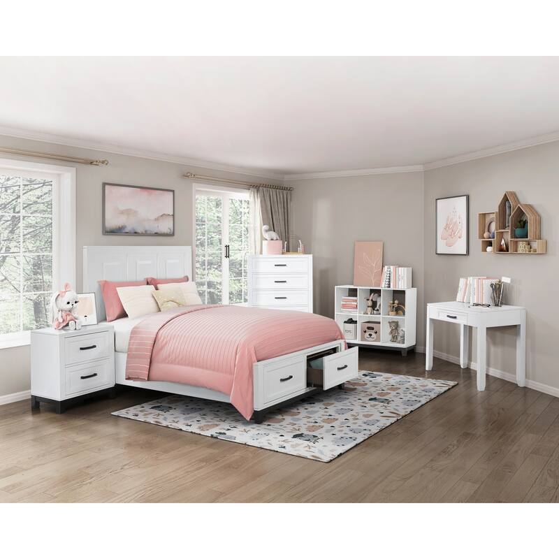 White Finish Writing Desk with Drawer Wooden Furniture 1pc