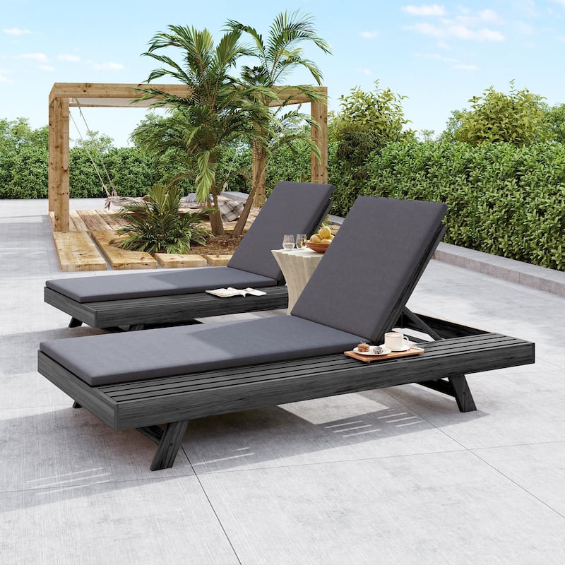 Christopher Knight Home - Molino Modern Outdoor Acacia Wood 4-Position Adjustable Chaise Lounge with Water-Resistant Cushion
