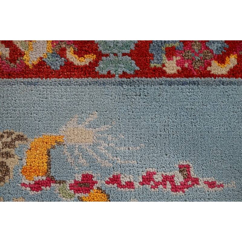 Hand Knotted Oriental 100% Wool Carpet Traditional Bordered Navy Blue & Blues Art Deco Area Rug - 3' 0'' X 2' 0''