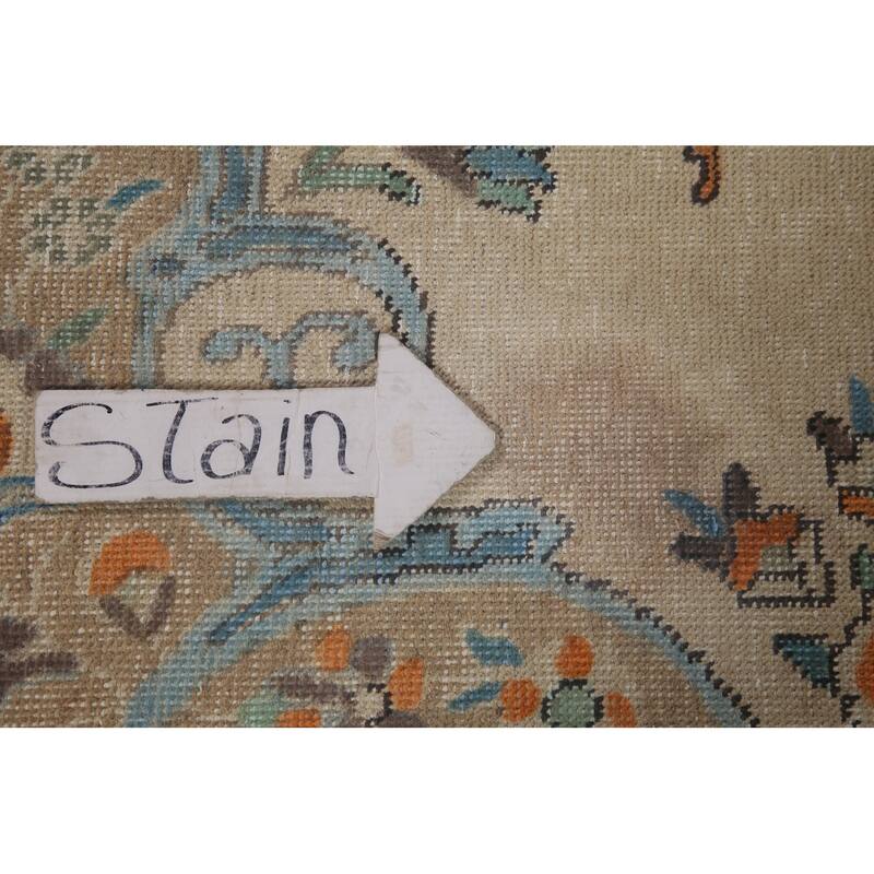 Hand Knotted Oriental 100% Wool Carpet Traditional Floral Beige & Ivories Tabriz Area Rug - 11' 6'' X 8' 7''