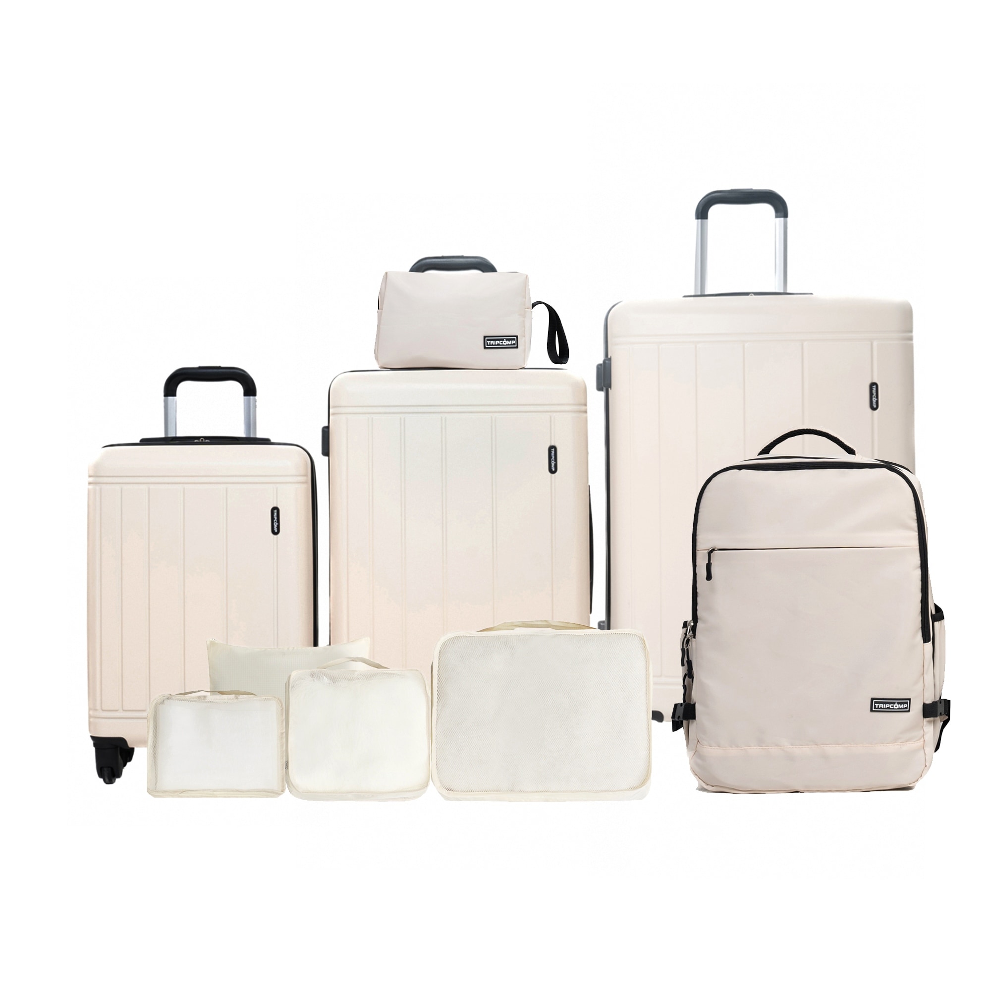 9pc ABS+PC Hardshell Luggage Set, 20"+24"+28" w/Backpack, Toiletry & Storage Bags, TSA Lock, Durable