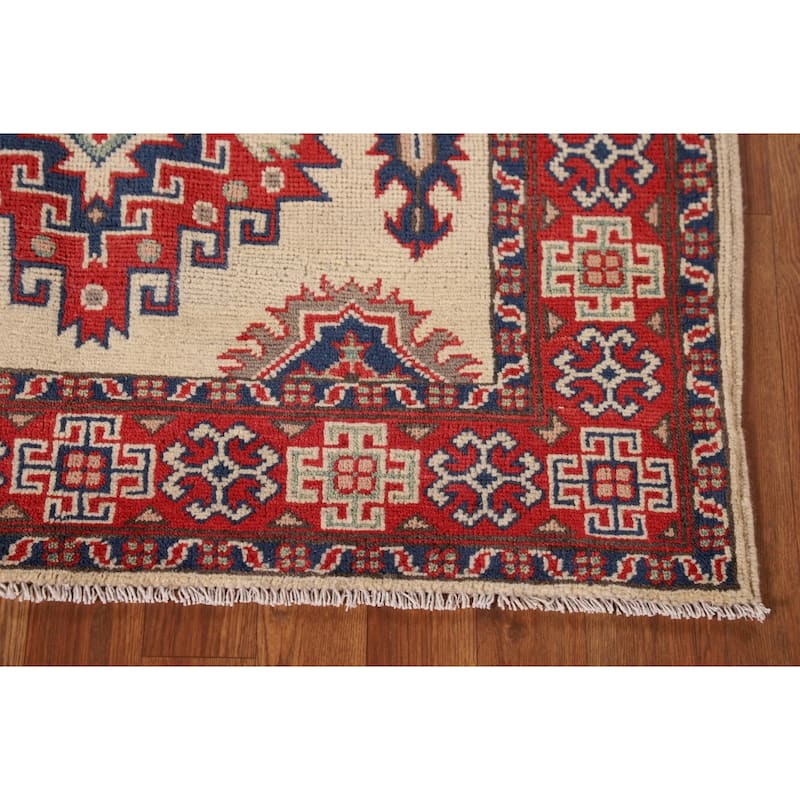 Traditional Kazak Accent Rug Handmade Wool Carpet - 3'5"x 5'1"