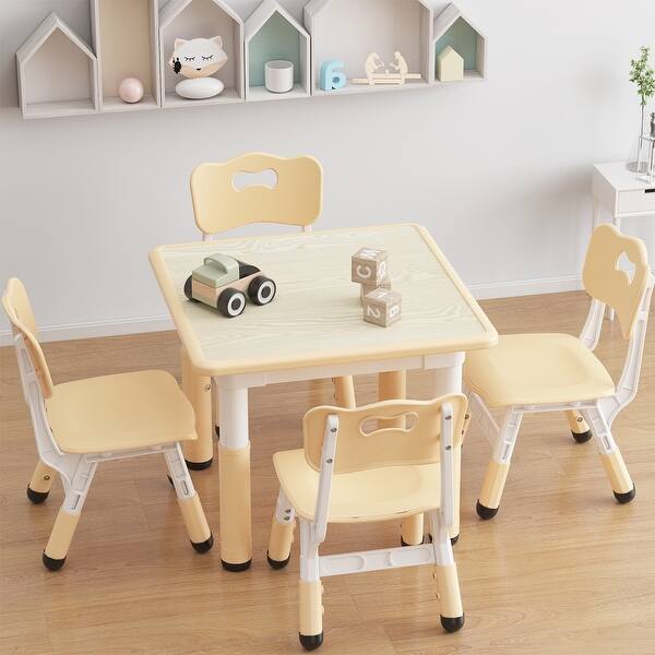 slide 2 of 12, Height Adjustable Kids Table and 4 Chairs