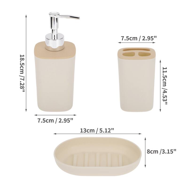 1 Set Durable Square Bathroom Accessories Kit for Bathroom - Light Brown