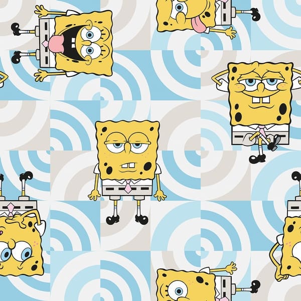 slide 2 of 7, SpongeBob SquarePants Funny Faces Peel and Stick Wallpaper by RoomMates