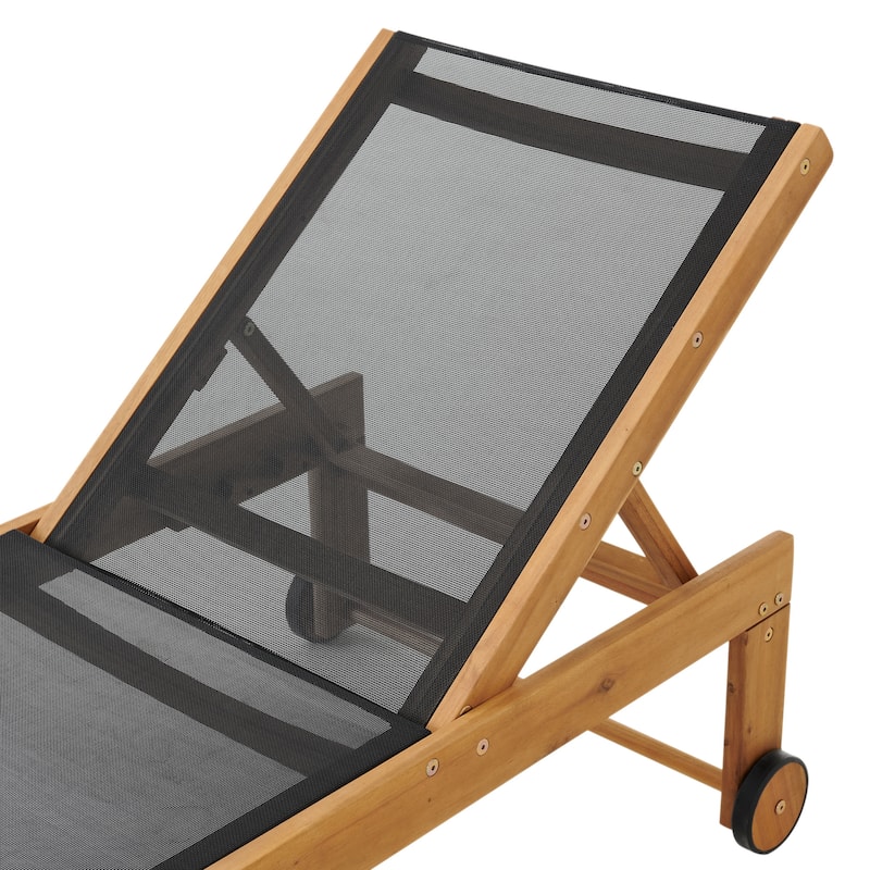 Sunapee Acacia Wood Outdoor Lounge Chair with Mesh Seating