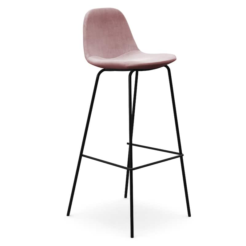 Maxine Velvet Bar Height Stools Black Legs (Set of 2)