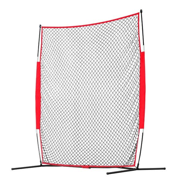slide 2 of 10, 7x7 Feet Portable Ball Sports Barrier Netting with Carry Bag and Steel Pipe Base