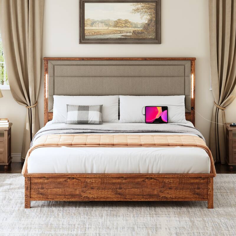 Linen Queen Size Bed Frame