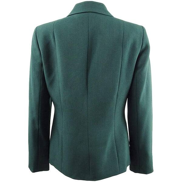 Shop Kasper Womens Blazer Green Size 6 Two Button Crepe Notch