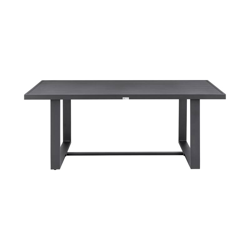 Argiope Outdoor Patio 7-Piece Dining Table Set in Aluminum with Grey Cushions