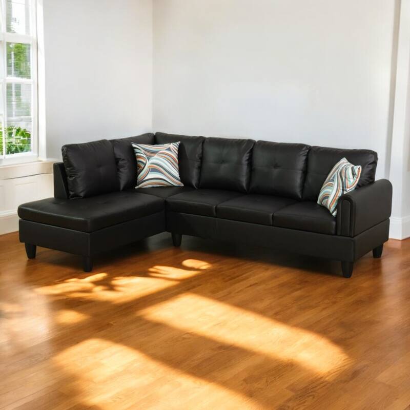 KISRAIS 97" Wide 2-Piece Vegan Leather Sectional Sofa Set without Ottoman for Small Space