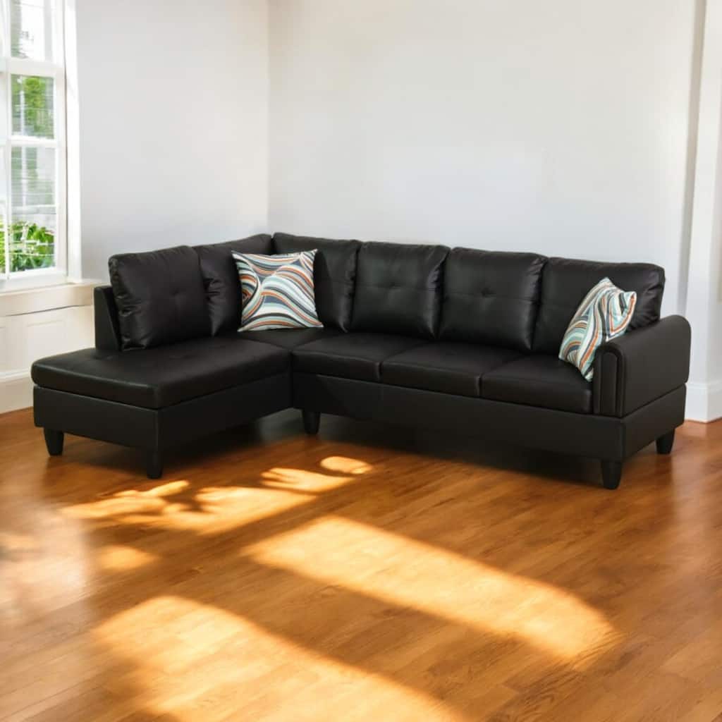 KISRAIS 97" Wide 2-Piece Vegan Leather Sectional Sofa Set without Ottoman for Small Space