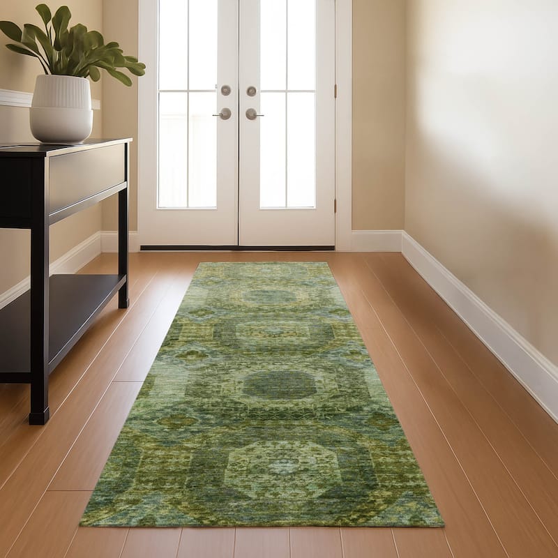 Premium Washable Super Soft Vintage Traditional Mayfield Rug - Aloe - 2'3" x 7'6"