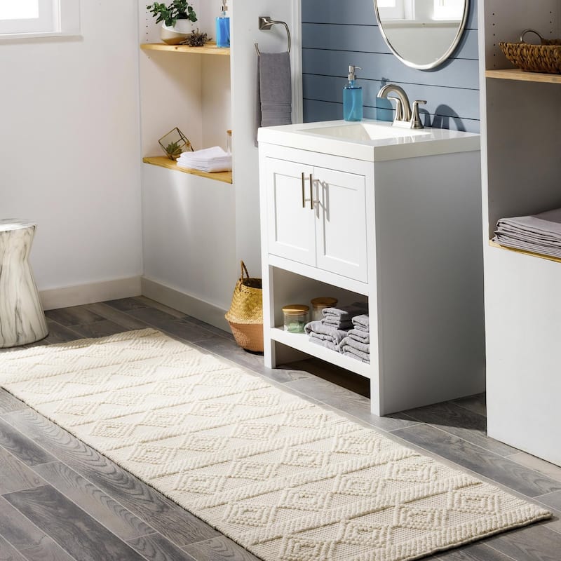 Livabliss Hygge Handmade Modern Rustic Area Rug - Ivory - 2' 6" x 8'