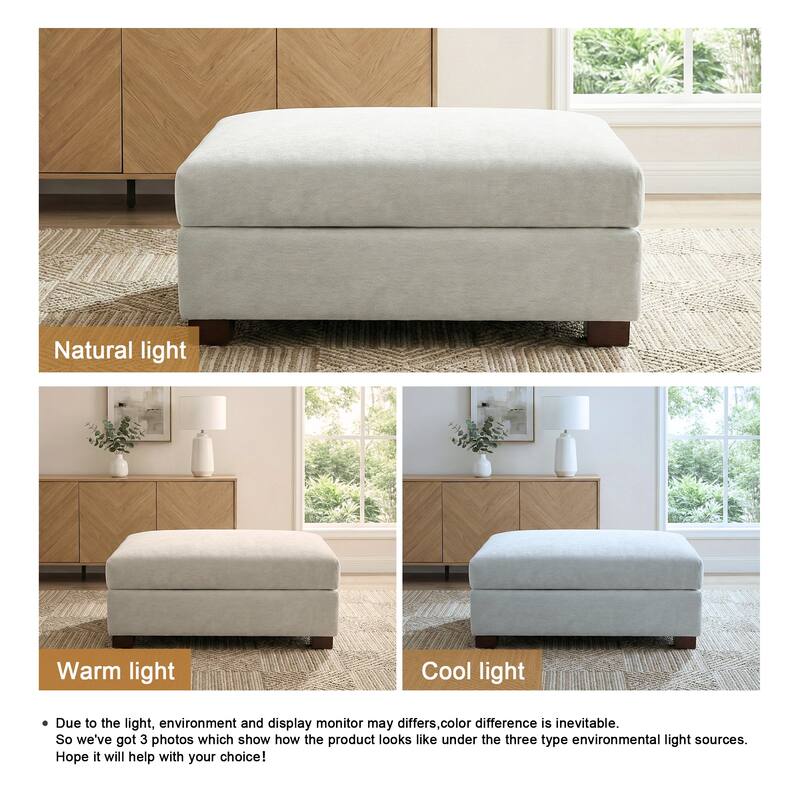 41" W Modern Rectangle Chenille Ottoman