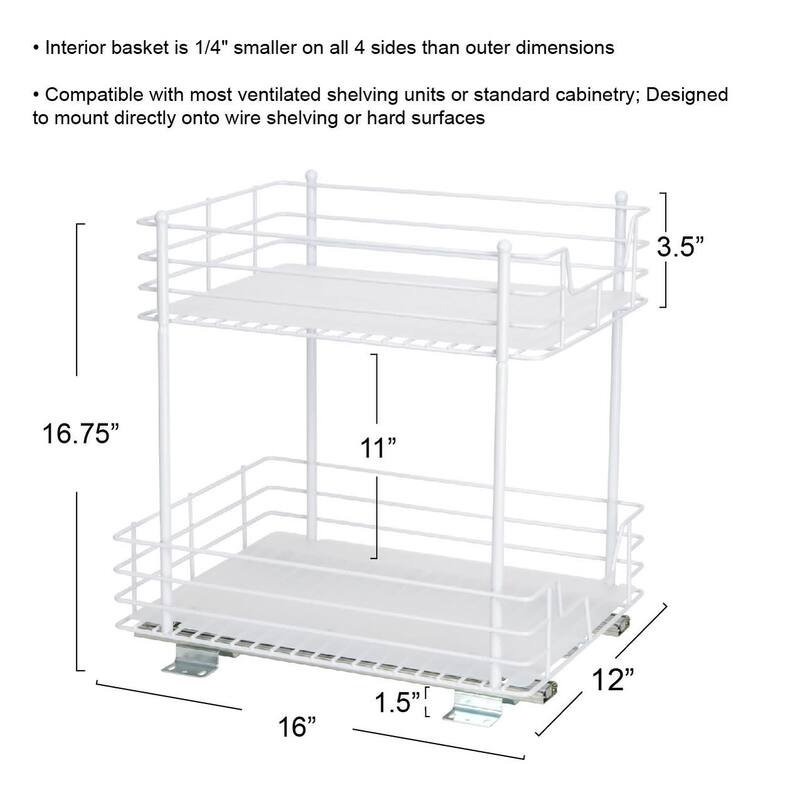 Household Essentials 2 -Tier Pull-Out/Slide-Out Storage Organizer with Plastic Liners