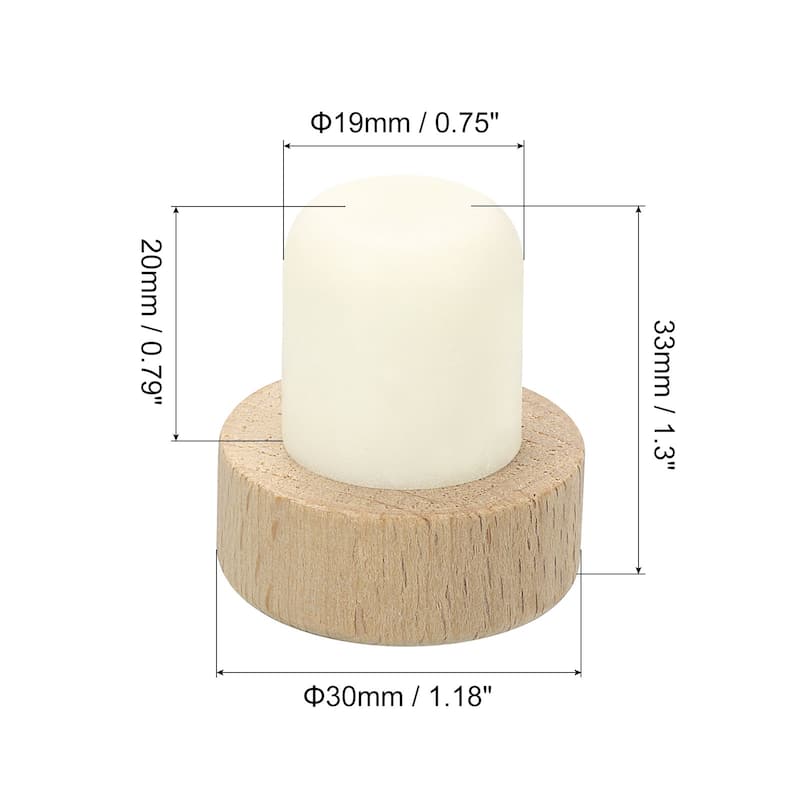 T-shaped Stoppers, 0.75" Cork Wine Stopper Bottle Rubber Corks - Wood Color - 16 Pcs 0.75"