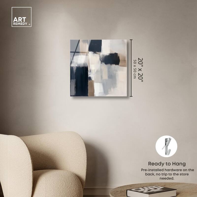 Blue and Tan Abstraction II Acrylic by Art Remedy, Ready to Hang