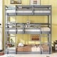 preview thumbnail 1 of 19, Rubber Wood Triple Bunk Bed with Two Built-in Ladders Grey