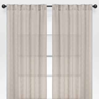 Chanasya Diamond Textured Semi-Sheer Kitchen Window Curtain Panel Pair (Set of 2)